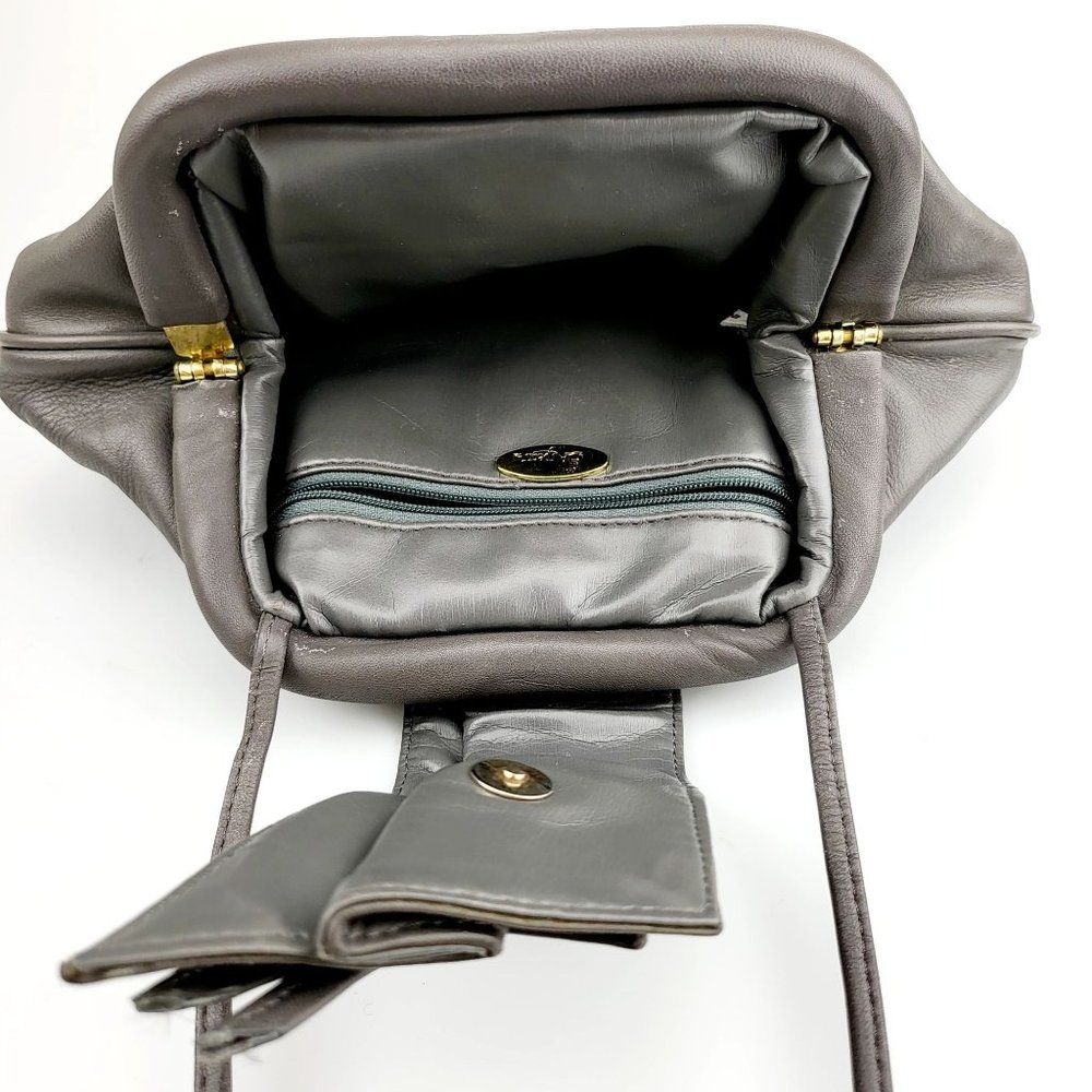 ASPECTS Grey Leather Crossbody Bag Thin Strap Basic Minimal Made in KOREA - Picture 5 of 14